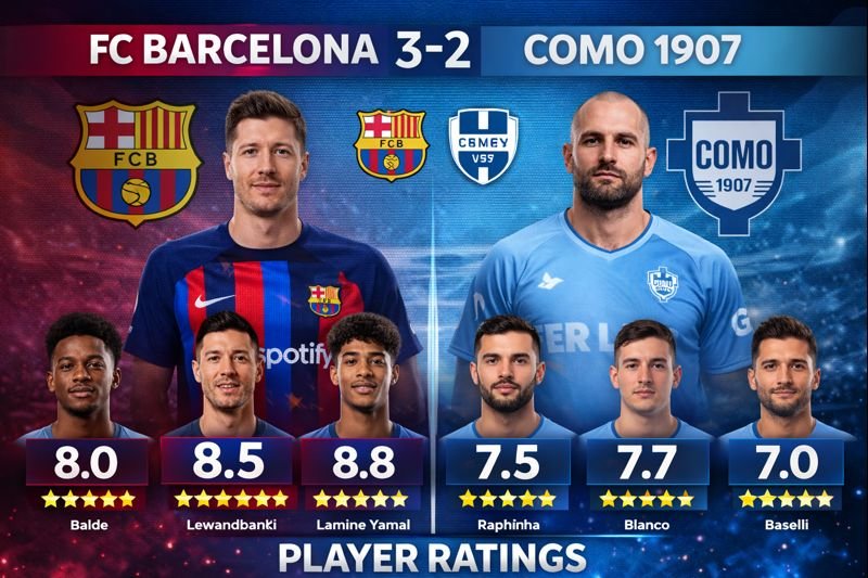 FC Barcelona vs Como 1907 player ratings